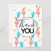 水彩コックテイルマルガリータ柄サンキュー ポストカード (正面/裏面)