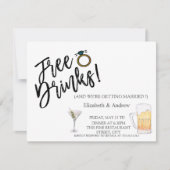 水彩コックテイル ビール 無料ドリンク ウェディング 招待状 (正面)