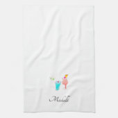 水彩コックテイル マグリタ パターン 名前 キッチンタオル (縦)