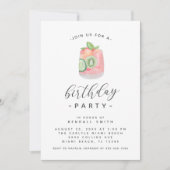 水彩コックテイル ミニマリスト バースデーパーティー 招待状 (正面)