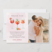 水彩コックテールパーティー ブライダルシャワー フォト サンキューカード (正面)