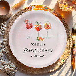 水彩コックテールパーティー ブライダルシャワー ペーパープレート