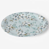 水彩コットンフラワーとユーカリ ペーパープレート (アングル)