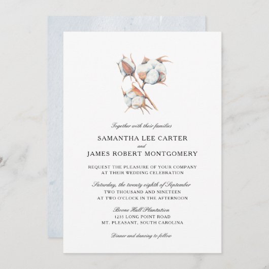 水彩コットンボール工場 | 結婚s 招待状 (正面/裏面)