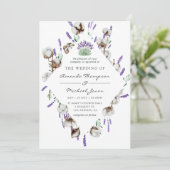 水彩コットン ラベンダー カントリー ウェディング 招待状 (スタンド正面)