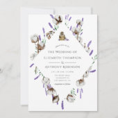 水彩コットン ラベンダー カントリー ウェディング 招待状 (正面)