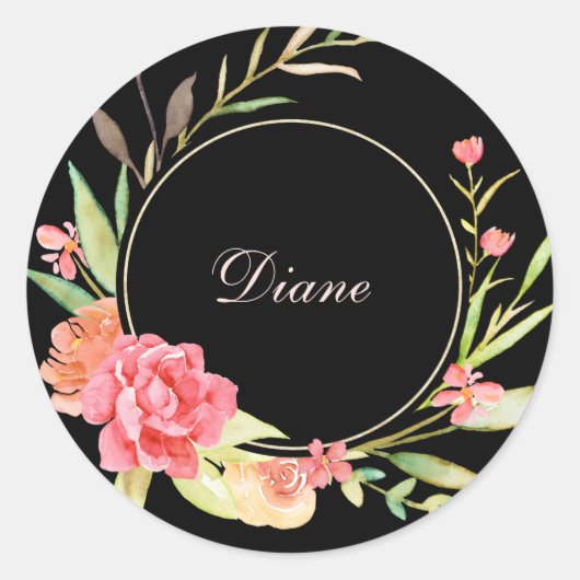 水彩コテージガーデンバラスクラップブック ラウンドシール (正面)