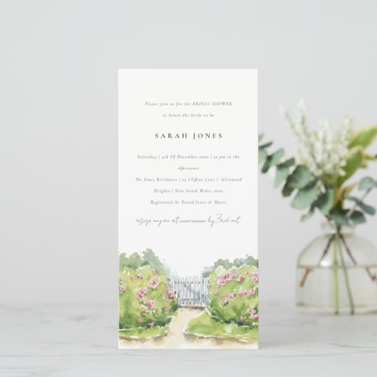 水彩コテージガーデンブライダルシャワー招待状 サンキューカード (スタンド正面)