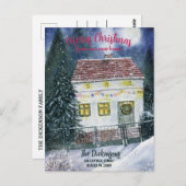 水彩コテージクリスマスムービングアナウンス ポストカード (正面/裏面)