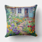 水彩コテージ庭園 – 花が咲き誇る クッション (裏面)
