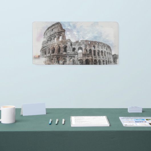 水彩コロッセオ バナー - ローマ イタリアのランドマーク 横断幕 (トレードショー)