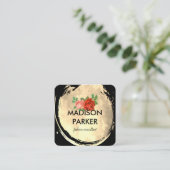 水彩コンテンポラリー金ゴールドブラシバラ スクエア名刺 (スタンド正面)