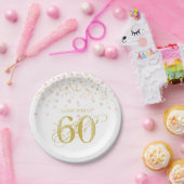 水彩コンフェッティ お誕生日おめでとう 60歳の誕生日 エレガント ペーパープレート (パーティー)