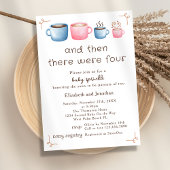 水彩コーヒーをテーマとしたかわいい第2ベビー散水 招待状