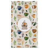 水彩コーヒーカップ ボホパターン ブランドロゴ スモールペーパーバッグ (裏面)