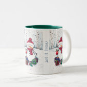 水彩コーヒーマグのギフト付き雪だるま ツートーンマグカップ (正面右)