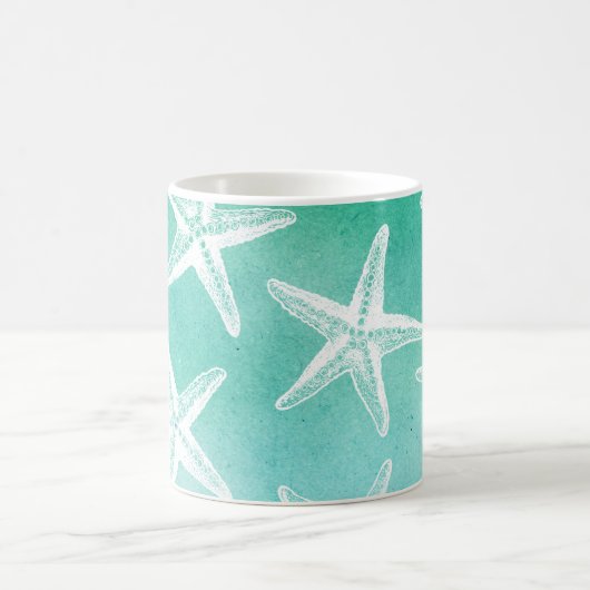 水彩コーヒーマグ-ヒトデティール（緑がかった色） コーヒーマグカップ (中央)