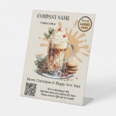 水彩コーヒーラテクリスマスホリデーズロゴ 台座サイン (正面)