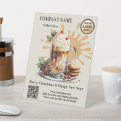 水彩コーヒーラテクリスマスホリデーズロゴ 台座サイン (インサイチュ)