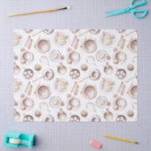 水彩コーヒー、ケーキ、ココアデコパージュ 薄葉紙 (クラフト)