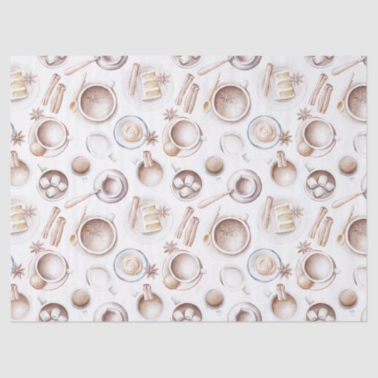 水彩コーヒー、ケーキ、ココアデコパージュ 薄葉紙 (正面)