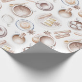 水彩コーヒー、ケーキ、ココア ラッピングペーパー (角)