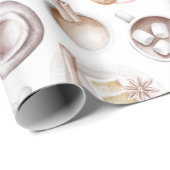 水彩コーヒー、ケーキ、ココア ラッピングペーパー (ロールコーナー)