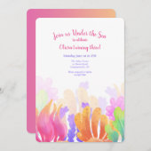 水彩コーラルの招待状 招待状 (正面/裏面)