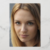 水彩コーラルグリーン金ゴールドブライダルシャワー写真 箔招待状 (裏面)