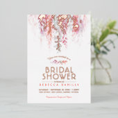 水彩コーラルグリーン金ゴールドブライダルシャワー写真 箔招待状 (立ち正面)