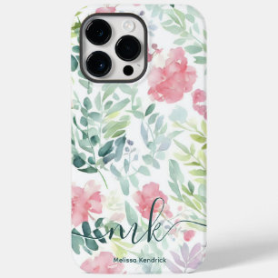 水彩コーラルピンク抽象芸術花モノグラム Case-Mate iPhone 14 PRO MAXケース