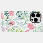 水彩コーラルピンク抽象芸術花モノグラム Case-Mate iPhoneケース (裏面 (横))