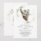 水彩コーラ・グリーン・ゴールドのベビーシャワー 招待状 (正面/裏面)