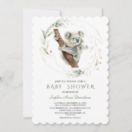 水彩コーラ・グリーン・ゴールドのベビーシャワー 招待状