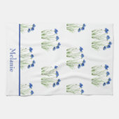 水彩コーンフラワーズフローラブルーフラワー素朴 キッチンタオル (横)