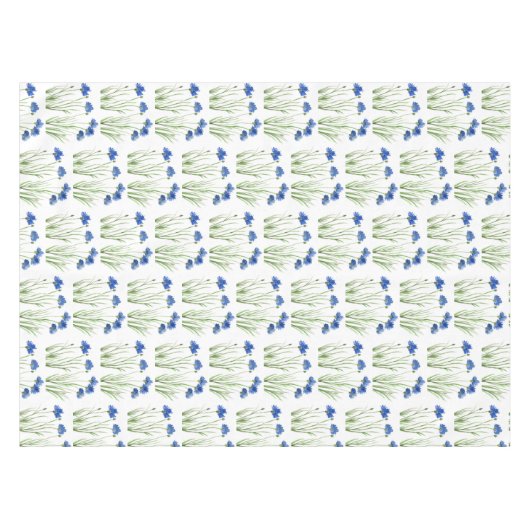 水彩コーンフラワーワイルドフラワーブルーフローラ テーブルクロス (正面(横))