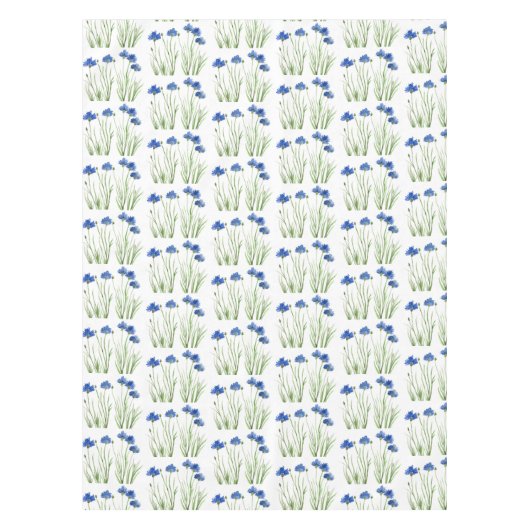 水彩コーンフラワーワイルドフラワーブルーフローラ テーブルクロス (正面)