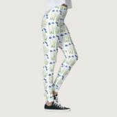 水彩コーンフラワーワイルドフラワーブルーフローラ レギンス (右)