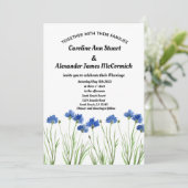 水彩コーンフラワーワイルドフラワー結婚ズ 招待状 (スタンド正面)