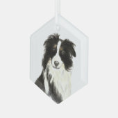 水彩コ縁どリー犬のペットアート ガラスオーナメント (正面左)