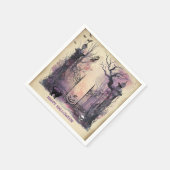 水彩ゴシック様式のゲート入り口ハローウィンパーティ スタンダードカクテルナプキン (角)