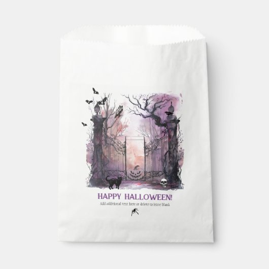 水彩ゴシック様式のゲート入り口ハローウィンパーティ フェイバーバッグ (正面)
