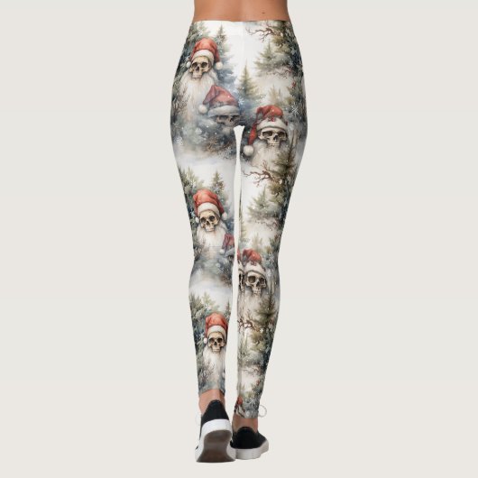 水彩ゴシック様式クリスマススカルゴトマス レギンス (裏面)