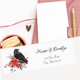 水彩ゴシッモダンク黒半赤バラ ラベル