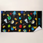 水彩ゴムのアヒル飛行パーソナライズされた士 ビーチタオル (正面)