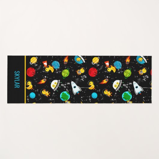 水彩ゴムのアヒル飛行パーソナライズされた士 ヨガマット (正面(横))