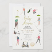 水彩ゴルフのベイビーシャワー 招待状 (正面)