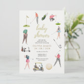 水彩ゴルフのベイビーシャワー 招待状 (スタンド正面)