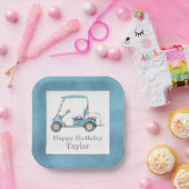 水彩ゴルフカート ペーパープレート (パーティー)