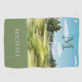 水彩ゴルフコースモノグラム名 ゴルフタオル (横)